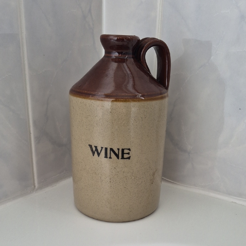 Stoneware Wine Jug with Brown Top